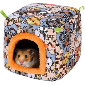 Small Animal Hamster Hedgehog Small Guinea Pig Bed Hideout House Washable Warm Cartoon Hamster Hedgehog Chinchilla Ferret Small Guinea Pig Cage Hammock Beds for Small Animals guinea pig accessories