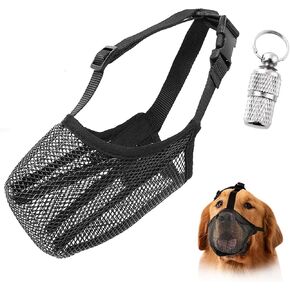 Dog Muzzle, Folded Soft Mesh Dog Muzzle for Small to Medium Sized Large Dogs with Adjustable Straps Fixed Buckles to Prevent Biting Chewing Licking Allows Drinking and Panting(Black, XL)