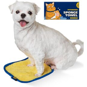 PETHROOM] Sponge Dog Towels for Drying Dogs, Cats & Puppies Alike | Lightweight, Super Absorbent & Quick Drying Doggie Dryer Microfiber Towel | Soft Microfiber Pet Bath Towel (Small)