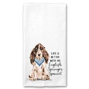 Watercolor Life is Better with an English Springer Spaniel Microfiber Kitchen Tea Bar Towel Gift for Animal Dog Lover