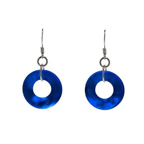 Bottled Up Designs Handmade Recycled Vintage Cobalt 1960's Skin Cream Jar Glass Hoop Earrings