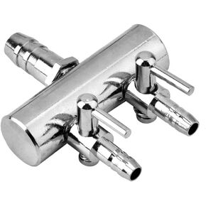 Tnfeeon Aquarium Air Pump Regulating Valve, Stainless Steel Aquarium Fish Air Pump Valve 8mm Turn to 4mm Splitter Control Valve(4 Way)