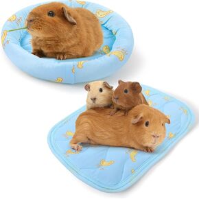 2 Pack Guinea Pig Bed and Mat Rabbit Summer Bedding Cooling Pet Mat for Small Animal Kitten Ferret Chihuahua Puppy