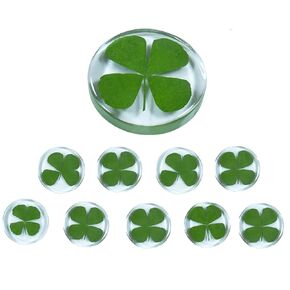 Natural 4 Leaf Clover Charms - Bulk Preserved Lucky Clovers for St Patrick's Day Decor & Crafts (10 Pack)