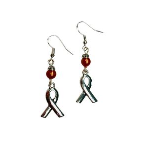 Leukemia and Kidney Cancer Survivor Orange Ribbon Charm Earrings