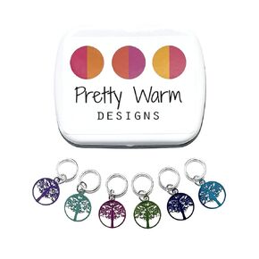 Tree of Life Stitch Markers for Knitting with Storage Case | Handmade by Pretty Warm Designs | Lightweight Metal Ring Charm Knit Marker Set Earth Trees Knitter Gifts Christmas Fun Unique Gift Counter