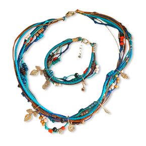Ethnic tribal jewelry set for women Turkish multi strands beaded necklace