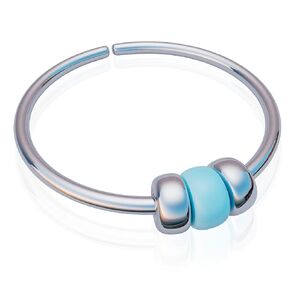 Silver Nose Ring With Tiny Orange Bead 24G - Thin Nose Piercing Hoop For Women Men - Adjustable Nose Jewelry