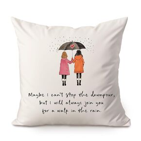 ربما لا أستطيع إيقاف غطاء وسادة Downpour، الأوقات الصعبة، هدية الصداقة، كيس وسادة Bestie، هدية لصديق محتاج، دعم الصداقة، دائمًا هنا من أجلك، غطاء وسادة رمي الأخت، 18 × 18 بوصة