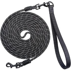 Long Leash for Small Dogs, 8FT/12FT/20FT/30FT/50FT/65FT/75FT/100FT Reflective Rope Training Lead Removable Padded Handle, Double Snaps Dog Tether for Outside Playing Camping Running Backyard