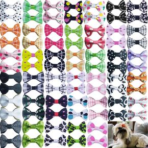 80PCS (40 Paris) Cute Dog Bows with Clips, Handmade Pet Grooming Accessories for Girls