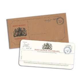 British Vintage Telegram Greetings Card. White (with Gold Shimmer) card stock. Perfect for valentines, birthdays, anniversary’s or any message!