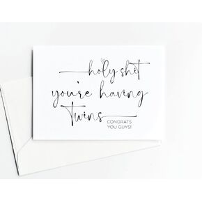 Funny You're Having Twins Pregnancy Congratulations Card, Expecting a Baby Twins for Mom and Dad to Be