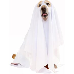 Halloween Ghost Dog Costume Dog White Costumes Ghost Costumes for Dogs Cats Halloween Dog Cosplay Costume Halloween Trick or Treat Party Cosplay for Dog (27.5 x 39.3 inches)