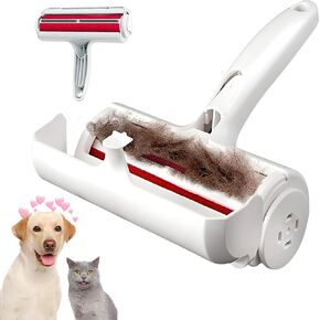 Generic Pet Hair Remover and Reusable Lint Roller - Cat and Dog Hair Remover for Furniture, Couch, Carpet, Clothing, Car Seats and Bed Sheets - Portable, Multi-Surface Fur Removal Tool, Red