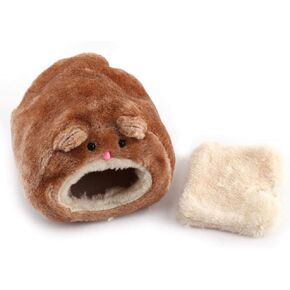 Keenso Guinea Pig Beds for Sleep, Hedgehog Bed, Pet Nest, Cute Cartoon Soft Plush Warm Pet Cave Hut Washable Home Hammock for Hamster Chinchilla Squirrel Guinea-Pig (Brown)
