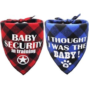 Baby Security in Training Dog Bandana I Thought I was The Baby Bandana Dog Pregnancy Announcement Plaid Triangle Bandana Pet New Baby Shower Photograph Props Scarf Bibs Scarves Decorations