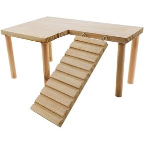 Hamster Play Wooden Platform with Ladder Small Animal Standing Wood Platform for Guinea Pigs Chinchillas Gerbils Hamster