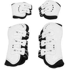 Zerodis 4 Pcs Horse Boots, Open Front Horse Tendon Boots Adjustable Lightweight Fetlock Boots for Horse Leg with Buckle Straps (Large)