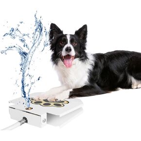 Outdoor Dog Water Fountain - Step-on Water Fountain & Outdoor Pet Toy for Dogs，Activated Sprinkler Interactive Paw Pedal Valve for Drinking Fresh Water - 49.4" Hose & Y Splitter Included