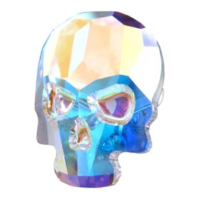 Small Crystal Skull Pin - Shimmer Iridescent Crystal AB, Locking Pin Back
