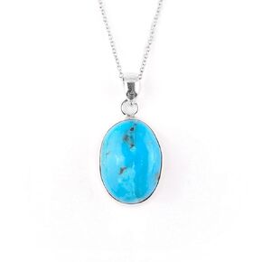 Friendship Gemstone - Real Turquoise Gemstone Dainty Bezel Pendant Handmade Necklace, Birthstone, Gift for her, Healing Crystals Jewelry in 925 Sterling Silver Chain 20 inch