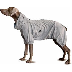 Dog Lightweight Windbreaker, Pet Outdoor Sports Jacket, 0.5 lbs,3 in One, Hooded, Easy on/Off with Collar and Harness, Reflective Piping, Packable, Dog Hiking/Camping, Grey-Medium