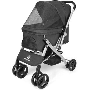 Pet Dog Stroller for Medium Small Dogs Cats, Travel Dog Stroller for Small Dogs with Mesh Windows, Removable Liner, Storage Basket (Black) in Saudi Arabia