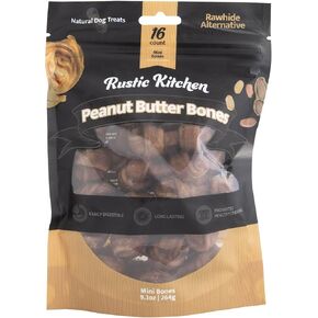 Mini Collagen Dog Bones, (16ct Peanut Butter) Smart Bones for Dogs Rawhide Free for Small and Medium Breeds