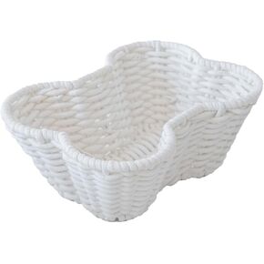 JJSQ Dog Toy Basket for Storage, Pet Toy Organizer Bin, Cotton Rope Baskets for Oraganizing, Bone Shape Basket Handmade 17" x 13" x 7"