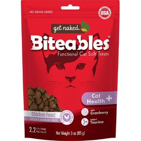 Get Naked Biteables Natural Soft Treats for Cats, Cat Health Plus, Chicken Feast Recipe, 3 oz, 1 Pouch