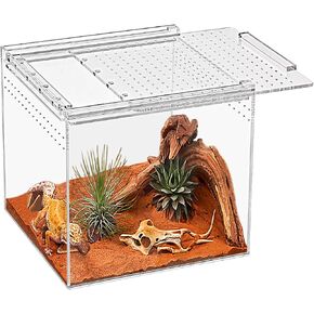 Reptile Terrarium,6.8" x 6.8"x 6" Reptile Breeding Box, Magnetic Acrylic Enclosure，for Tarantula，Hermit Crab，Jumping Spider，Iguana，Leopard Gecko，Bearded Dragon, Insect, Mantis, Scorpions.