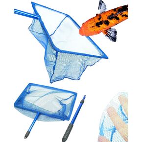 CORISRX BEST OF YOUR LIFESTYLE 12"x 8" Koi Adjustable Fish NET Handle 30~54cm Aluminum Fishing Pond Tank Blue