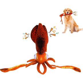 Cuttlefish Plush Dog Toy, Squeaky Dog Toys for Large Dogs, Cute & Durable Dog Chew Toys, Ocean Animals Themed Indestructible Dog Toys Interactive Squid & Octopus Dog Toys for Small, Medium, Large Dogs