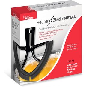 New Metro Design XL-MAX Metal Beater Blade, works with KitchenAid 5+, 6, 7, 8-Quart Stand Mixers, Black
