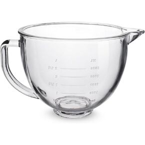 FIRJOY Glass Mixing Bowl 5 QT for KitchenAid 4.5 and 5 Quart Tilt-Head Stand Mixers