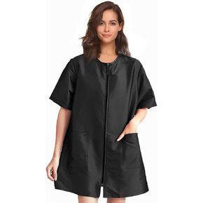 Dog Grooming Smock with Full Zipper, Non-Sticky Hair Pet Groomer Smock Cosmetic Smock Hair Stylist Barber Jacket (M, Black)