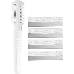 VINGVO Pet Hair Trimmer, 2 in 1 Trimming Grooming Hair Cutter Comb Manual Dog Hair Trimmer Comb Pet Grooming Comb with Replacement Blade for Dog Cat Pet