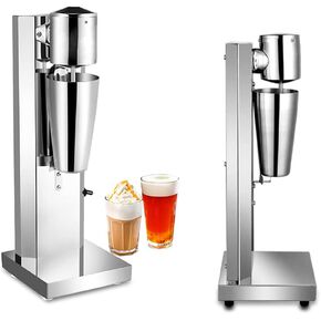 Milkshake Maker Machine Commercial Milk Shake Maker Mixer, Electric Malt Maker Machine, Drink Mixer with Single Head Malt Blender Stainless Steel Two-Speed 110V 180W 18000rmp (US Stock)