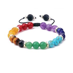 Anxiety Spiritual Stress Relief Fidget Chakra Healing Crystals Beaded Bracelets Mindfulness Meditation Essential Oils Yoga Accessories Gifts for Women Men (7 Chakra bracelet-2)