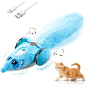 Migipaws Automatic Cat Toys, Plush Cat Mouse Toy, Interactive Toy for Indoor Cats, Smart Moving Kitten Toy, Rechargeable （Blue）