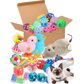 35 Pcs Cat Toys Pack, 1.25" to 6.3", Keep Your Cat Busy, Encourages Cognitive Development and Provides Hours of Entertainment, Suitable for Cats, for Small and Medium Breed Sizes