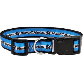 MLB PET Collar Miami Marlins Dog Collar, Large. Baseball Team Collar for Dogs & Cats. A Shiny & Colorful Dog & Cat Collar Licensed by The MLB