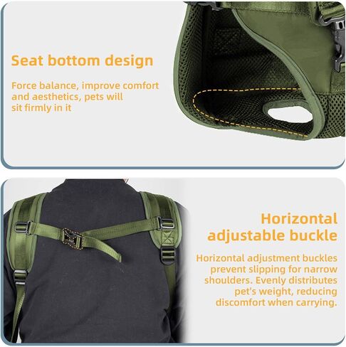 Dog Front Carrier Backpack, Dog Backpack Carrier Soft Pad, Pet Legs Out, Easy-Fit Dog Front Carrier for Small Medium Puppy, Hands Free Dog Carrier Adjustable for Cycling Hiking (Army Green, S) in Saudi Arabia