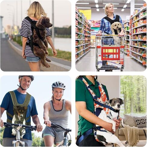 Dog Front Carrier Backpack, Dog Backpack Carrier Soft Pad, Pet Legs Out, Easy-Fit Dog Front Carrier for Small Medium Puppy, Hands Free Dog Carrier Adjustable for Cycling Hiking (Army Green, S) in Saudi Arabia