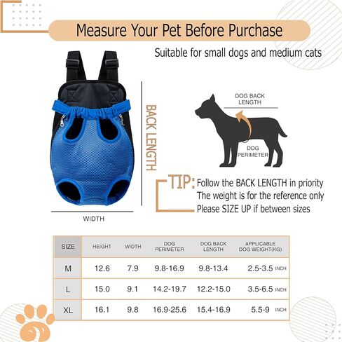 Hands-Free Pet Carrier Backpack for Dogs and Cats - Comfortable Adjustable Legs Carrier - Easy-Fit Design - Perfect for Traveling, Hiking and Camping - Small and Medium Pets (Black, Large) in Saudi Arabia