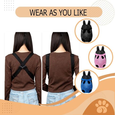 Hands-Free Pet Carrier Backpack for Dogs and Cats - Comfortable Adjustable Legs Carrier - Easy-Fit Design - Perfect for Traveling, Hiking and Camping - Small and Medium Pets (Black, Large) in Saudi Arabia