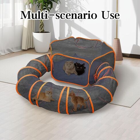 Hamiledyi Outdoor Cat Enclosure and Tunnels Cat Tent Outdoor Cat Playpen Enclosed Cat Run Portable Playhouse for Dog, Cat, Kitten, Rabbit, Small Animals, Cat Tunnel with Storage Bag and Floor Spikes in Saudi Arabia