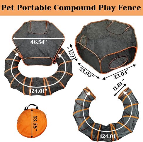Hamiledyi Outdoor Cat Enclosure and Tunnels Cat Tent Outdoor Cat Playpen Enclosed Cat Run Portable Playhouse for Dog, Cat, Kitten, Rabbit, Small Animals, Cat Tunnel with Storage Bag and Floor Spikes in Saudi Arabia
