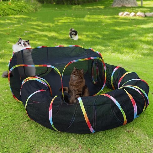 Outdoor Cat Tunnel, Outdoor Cat Enclosures Playground, Rainbow Cat Playpen for Cats, Kitty and Small Animals,Include Portable Cat Tent with Circle Cat Tunnel in Saudi Arabia